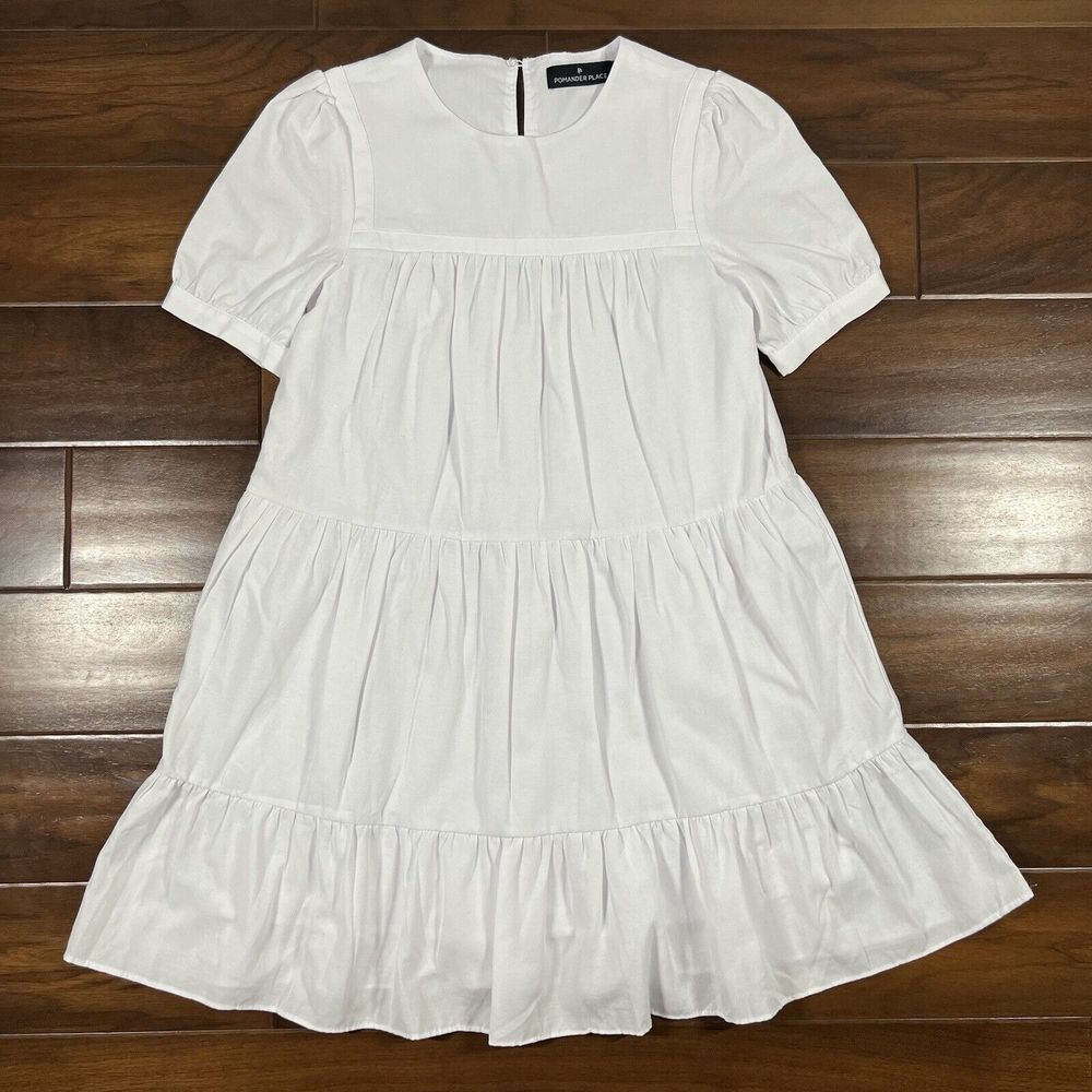 NEW Pomander Place Women's Size XS‎ White Quinn Tiered Mini Dress
